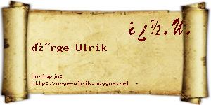 Ürge Ulrik névjegykártya